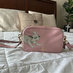 Disney X Coach 101 Dalmatians Signature Pink Pebbled Leather Crossbody Purse